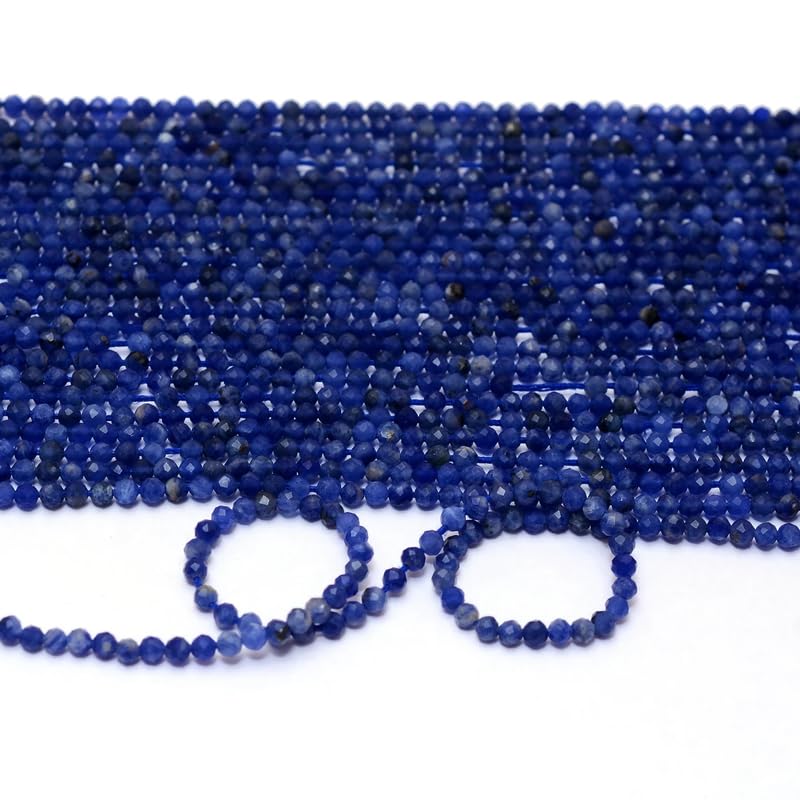 Piedra preciosa de sodalita natural de 3mm a 3.5mm, cuentas de Rondelle microfacetadas ~ hilo de 13.0 in ~ AAA+ sodalita semipreciosa cuentas sueltas para joyería B-1-6 (paquete de 5)