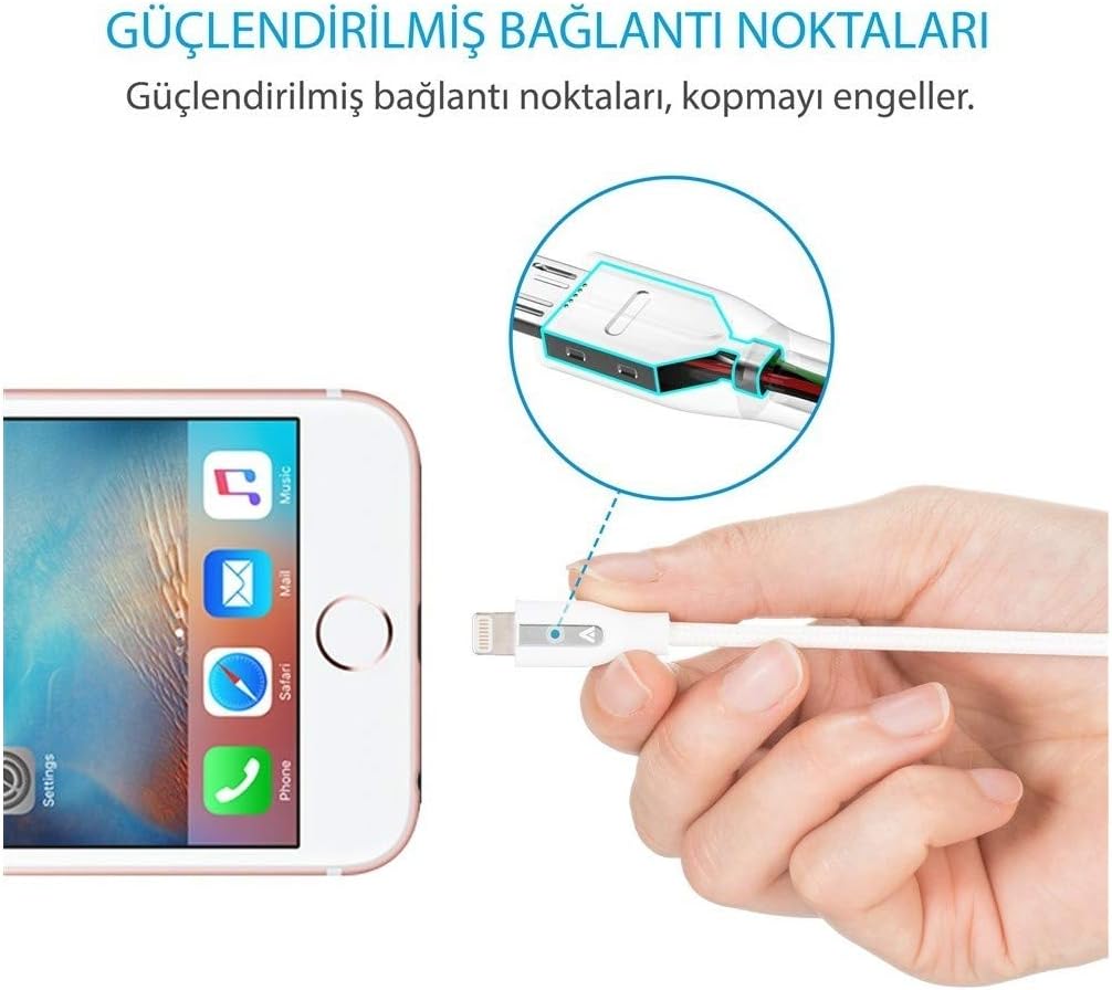 Anker PowerLine+ Lightning Cable (6ft) Durable and Fast Charging Cable [Double Braided Nylon] for iPhone X / 8 / 8 Plus / 7 / 7 Plus / 6 / 6 Plus / 5s / iPad and More(Gray)