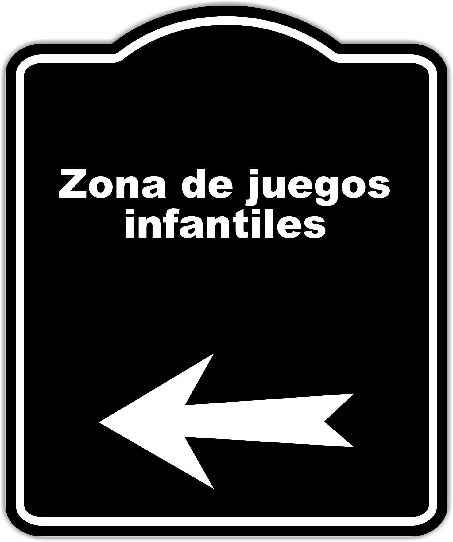 Zona de juegos infantiles Spanish Black Sign Arrow Left Aluminum Composite Sign 20 x 24 inches