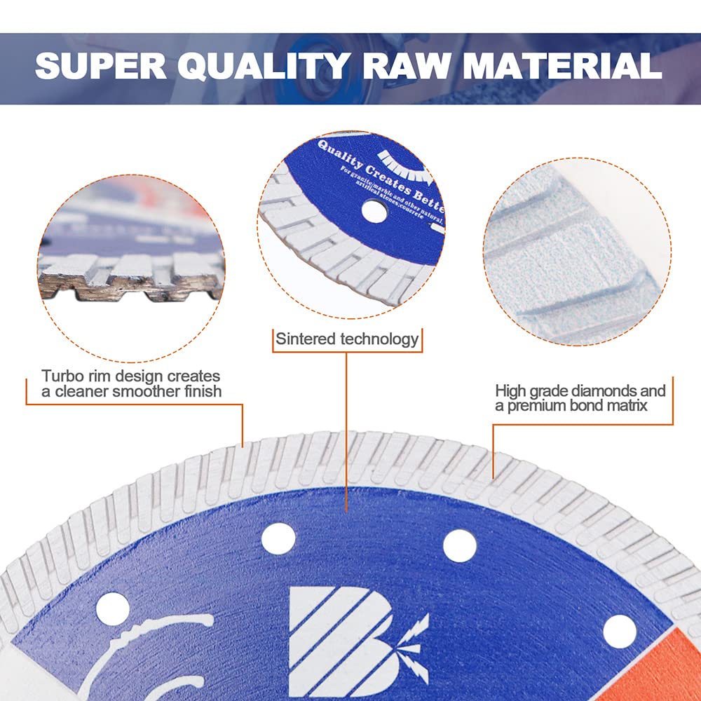 Disque Diamant 200mm- BRSCHNITT Turbo Lame Diamantée à Tronçonner pour béton,Granit, Porcelaine Tuile Céramique Marbre.