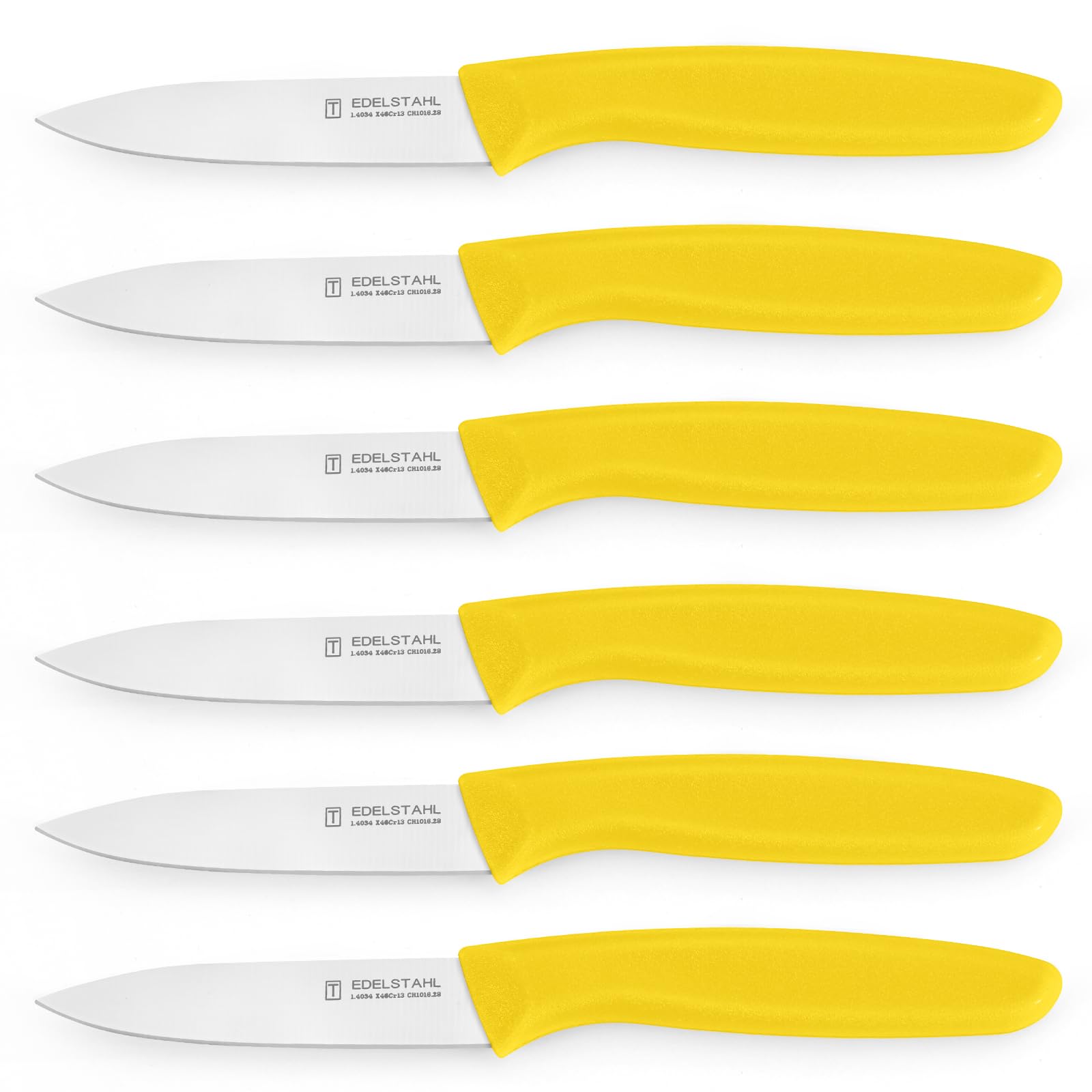 targzier Gemüsemesser 6 Stück, Gemüsemesser&Obstmesser Set aus gehärtetem Edelstahl, Gelb,Hochwertiges Obst- und Gemüsemesser für die Geschirrspülmaschine geeignet