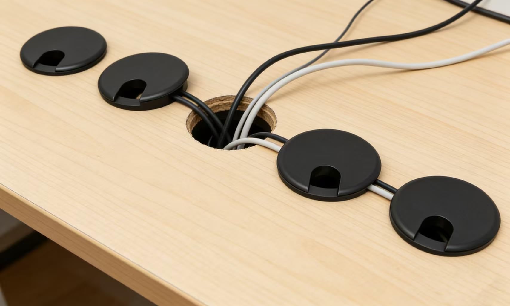 Desk Grommets - 5 Pack Black Cable Covers -5