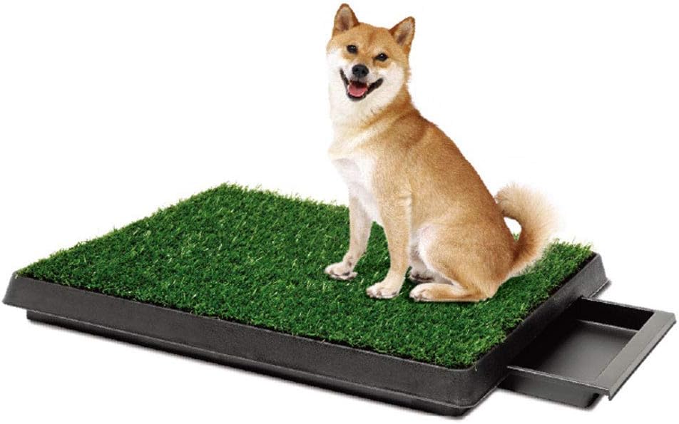Pet Loo 犬やペットのための大型ポータブルトイレ 高級子犬トイレパッド コンパクト お歳暮 輸入草パッド付き 室内使用のための衛生的