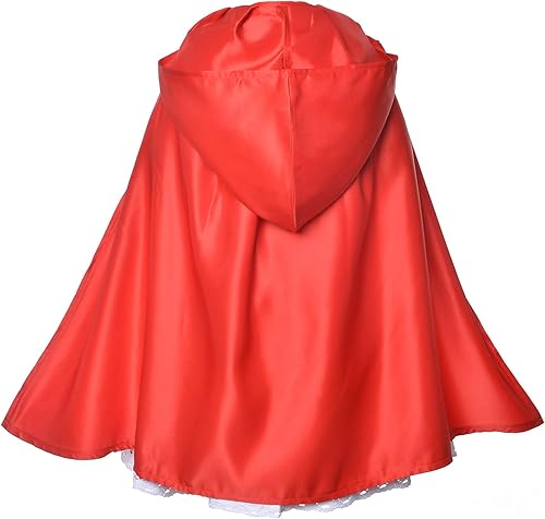 Miniatura 4 de Vestido de Caperucita Roja, disfraz de Navidad para niñas con capa, diadema, bolsa (2-12 años)