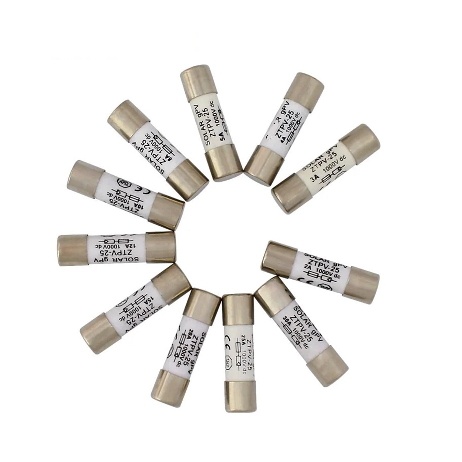 CXFCIHFT 1 Piece 1000V 10 * 38MM 2A 6A 8A 10A 12A 15A 20A-30A DC PV Fuse(10A)