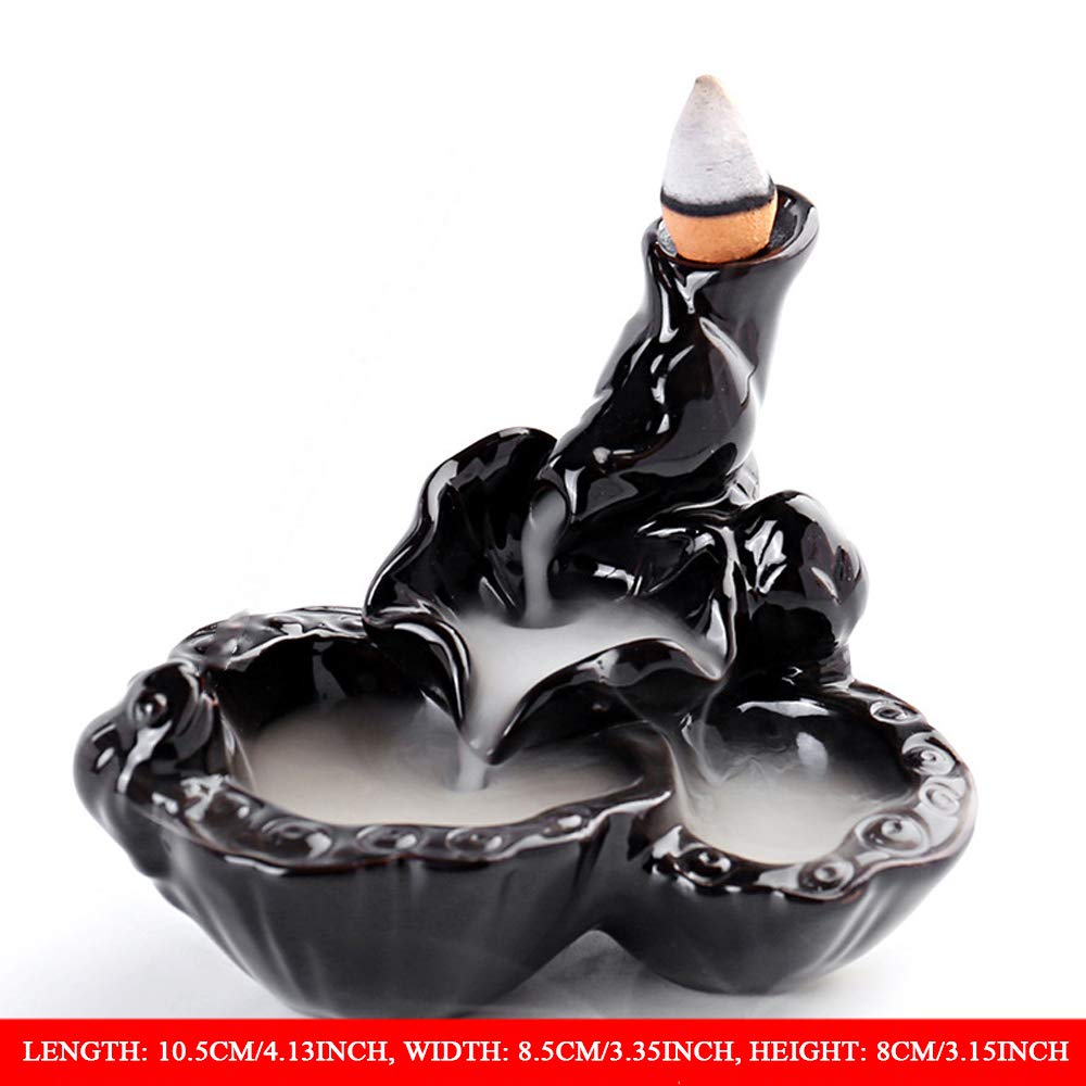ChangWanna Porta Incenso Rane Cascata - Bruciatore di Incenso in Ceramica, con 45 Bastoncini di Incenso al Sandalo e 8 Coni a Flusso Inverso, Ornamento Rana per Aromaterapia/Yoga/Zen/Arredamento Casa