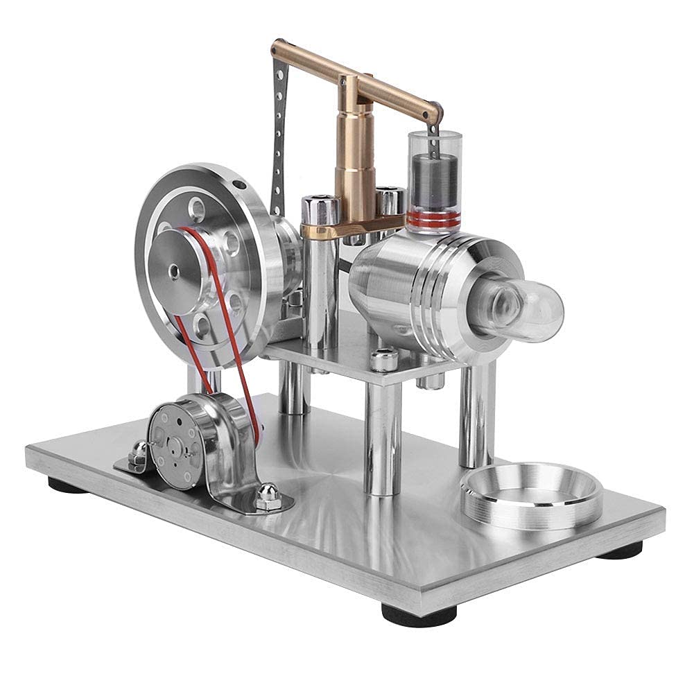 BREAUXMini Hot Air Stirling Engine Motor Model Balance Stirling Engine Model Science Experiment Kit Multicolor LED Stirling Engine Motor Power Generator Children Physics Science Education Toys