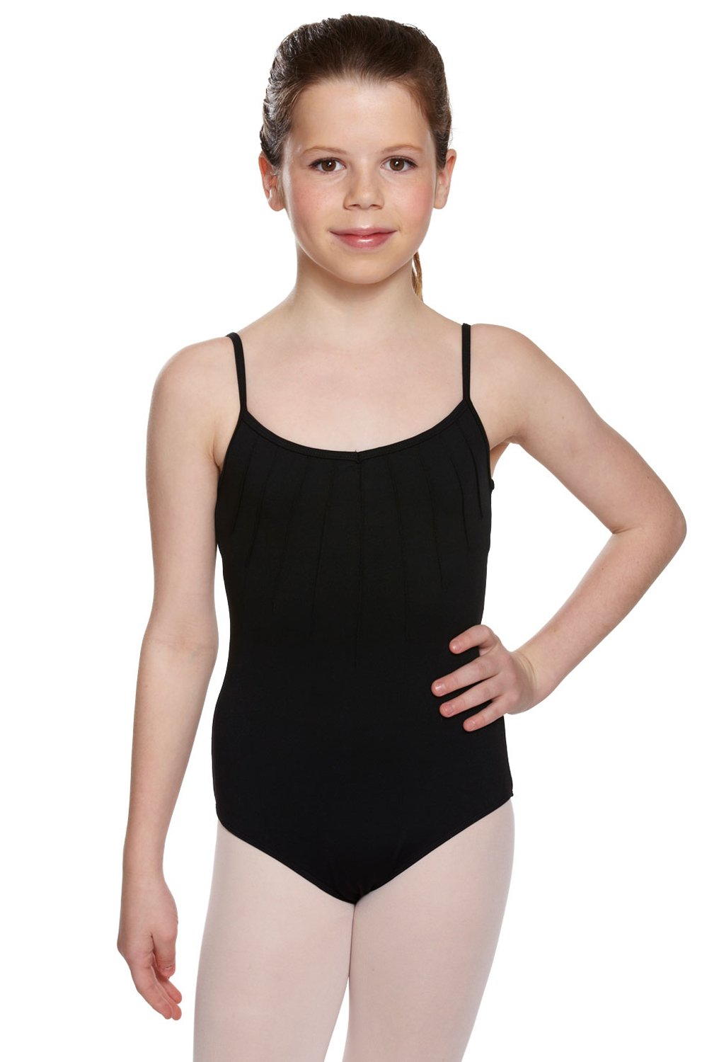 elegance1234 Girl's Cotton Thin Strap Camisole Leotards/Bodysuits Stretchy Dance/Gym/Ballet Sports (UK6/8(X-SMALL), BLACK)