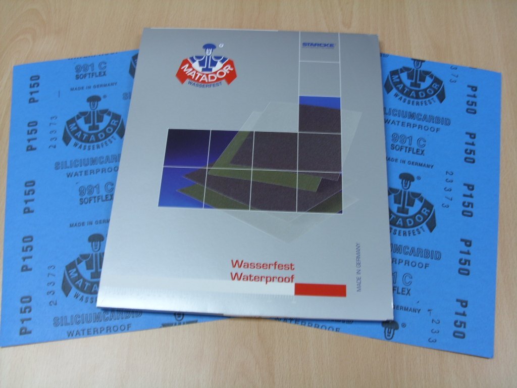 Starcke Matador Wet and dry sandpaper. C Weight 1 pack of 10 sheets P150