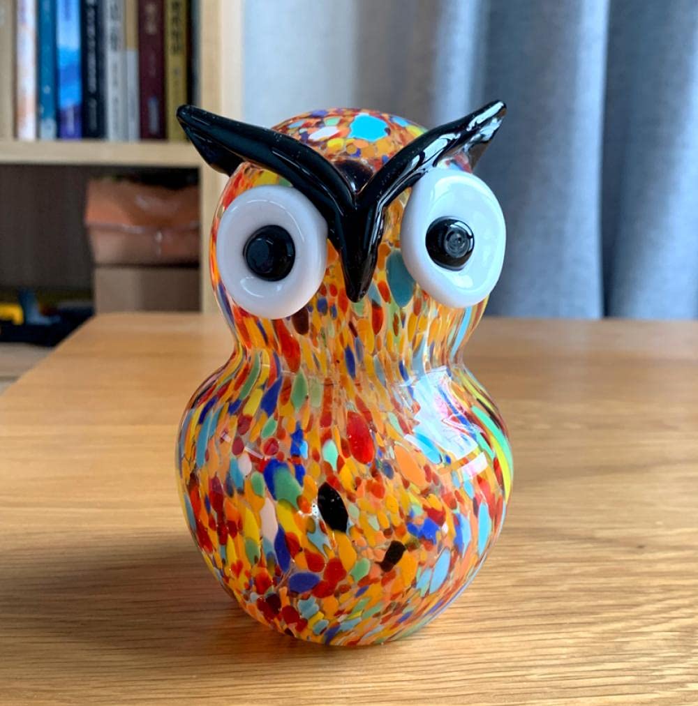 Scultura di cristallo gufo soffiato a mano animale statua desktop fermacarte casa ufficio decorazione regalo di compleanno