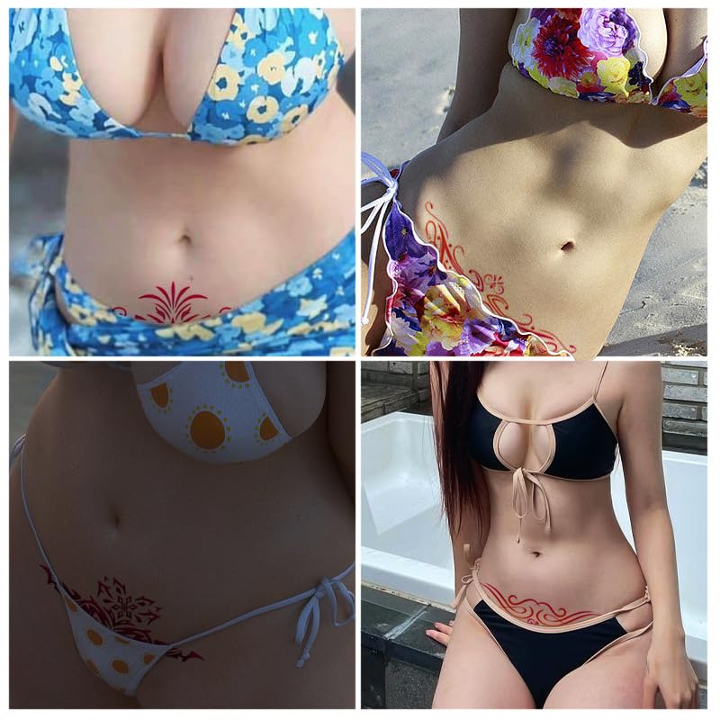 Miniatura 3 de Tatuajes temporales traviesos para mujeres, damas y niñas, 24 hojas de calcomanías temporales de tatuajes de flores, diversión para la parte