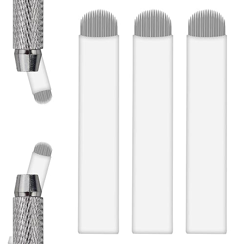 Miniatura 3 de 50 agujas desechables para tatuaje de cejas de 0.006 in en forma de U, 21 pines, agujas de microcuchilla nano para bolígrafo manual Microblading,
