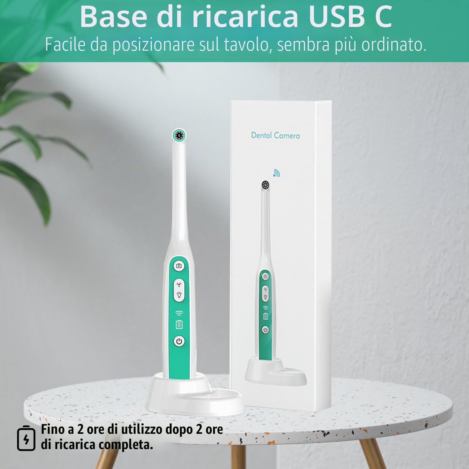 Telecamera intraorale senza fili WiFi ispezione dentista specchio endoscopia, fotocamera bocca WiFi con luce LED per ispezione orale di persone e animali domestici