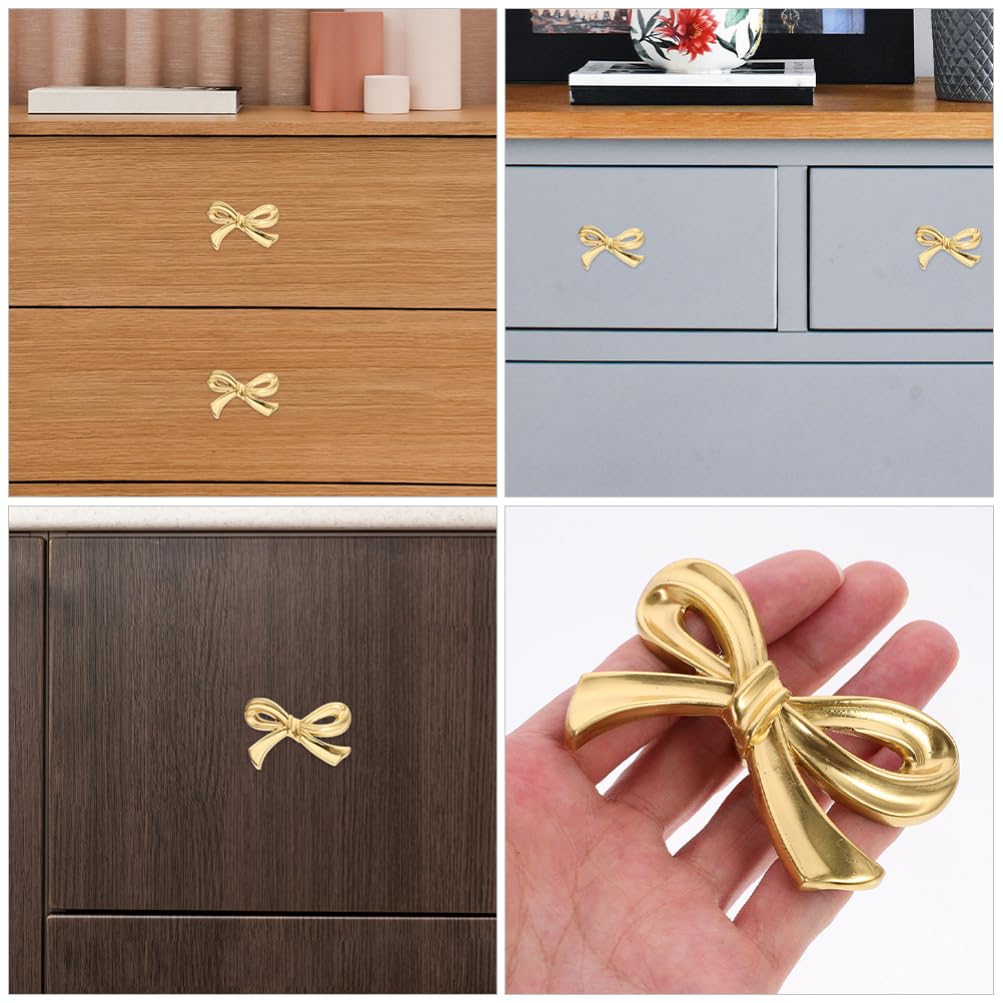NUOBESTY Brass Bow Handle Cabinet Pulls 2Pcs Bowknot Drawer Knobs for Cupboard Dresser and Wardrobe Hardware Decorative Bow Handles for Home Furniture - Image 4