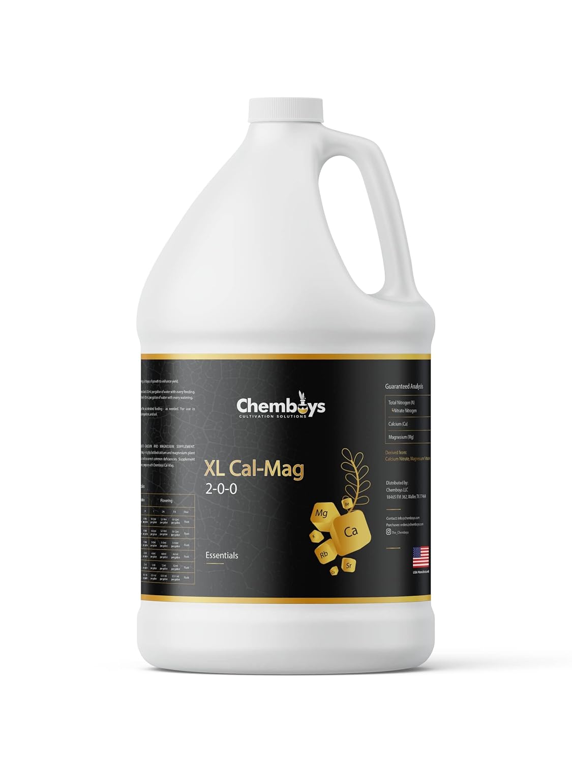 Chemboys XL Cal-Mag Plant Supplement, 2-0-0 – Calcium & Magnesium Liquid Fertilizer Plant Nutrients for Vegetables, Hydroponics, Coco Coir, Fruits – Indoor & Outdoor Use, Made in USA - 4 fl oz