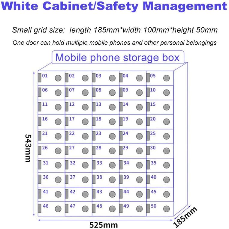Wall-Mounted Cell Phone Locker with Key - 50 Slot Secure Storage for Home, School & Office - Durable Thick Acrylic Material for Easy Access & Organization
