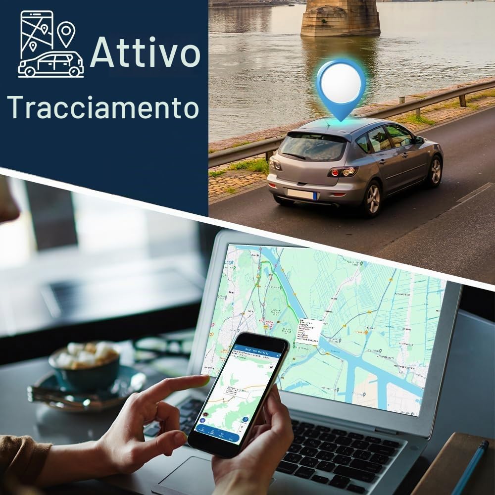 GPS Tracker per Auto,10000mAh Localizzatore GPS con Forte Magnete con APP Senza Abbonamento Posizionamento in Tempo Reale Dispositivo Antifurto per Veicolo Auto Moto Camion Tracker TK915