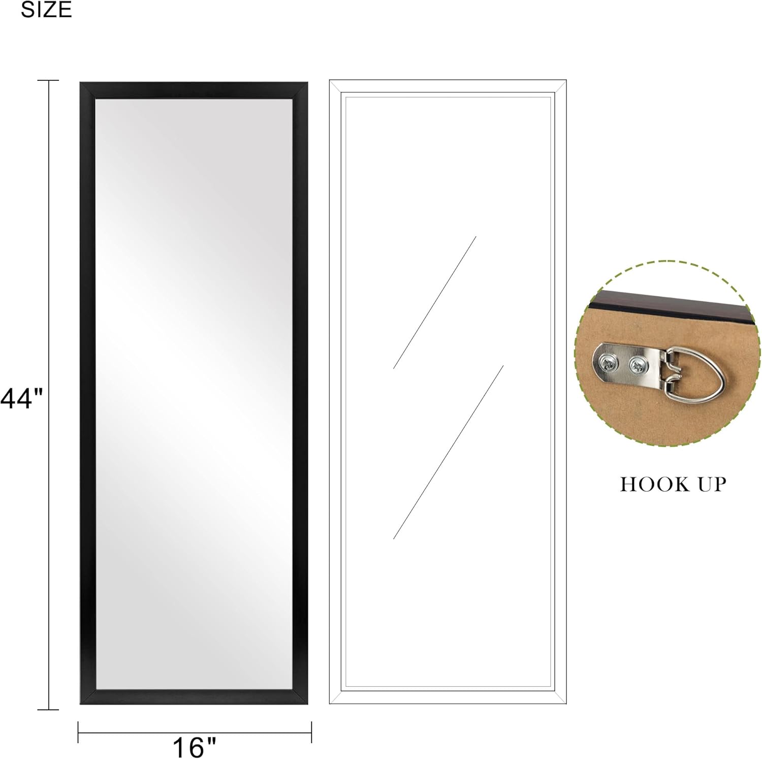 NeuType Full Length Mirror Decor Wall Mounted Mirror Hanging Mirror On The Door or On The Wall Polystyrene Frame Dressing Mirror (Black, 44" x 16") : Home & Kitchen