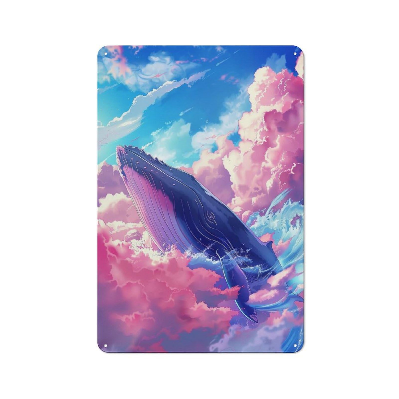 For Hobby Room Or Studio, Celestial Whale Retro-style Tin Sign 30x20cm, for Room Styling Across Hobby Rooms And Studios