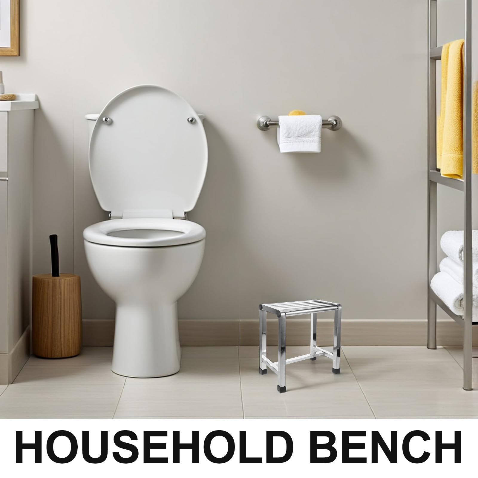 Healvian Taburete de Ducha Silla para Ducha de Acero Inoxidable, Plata, para Hogar y Balcón, para Adultos y Personas Mayores