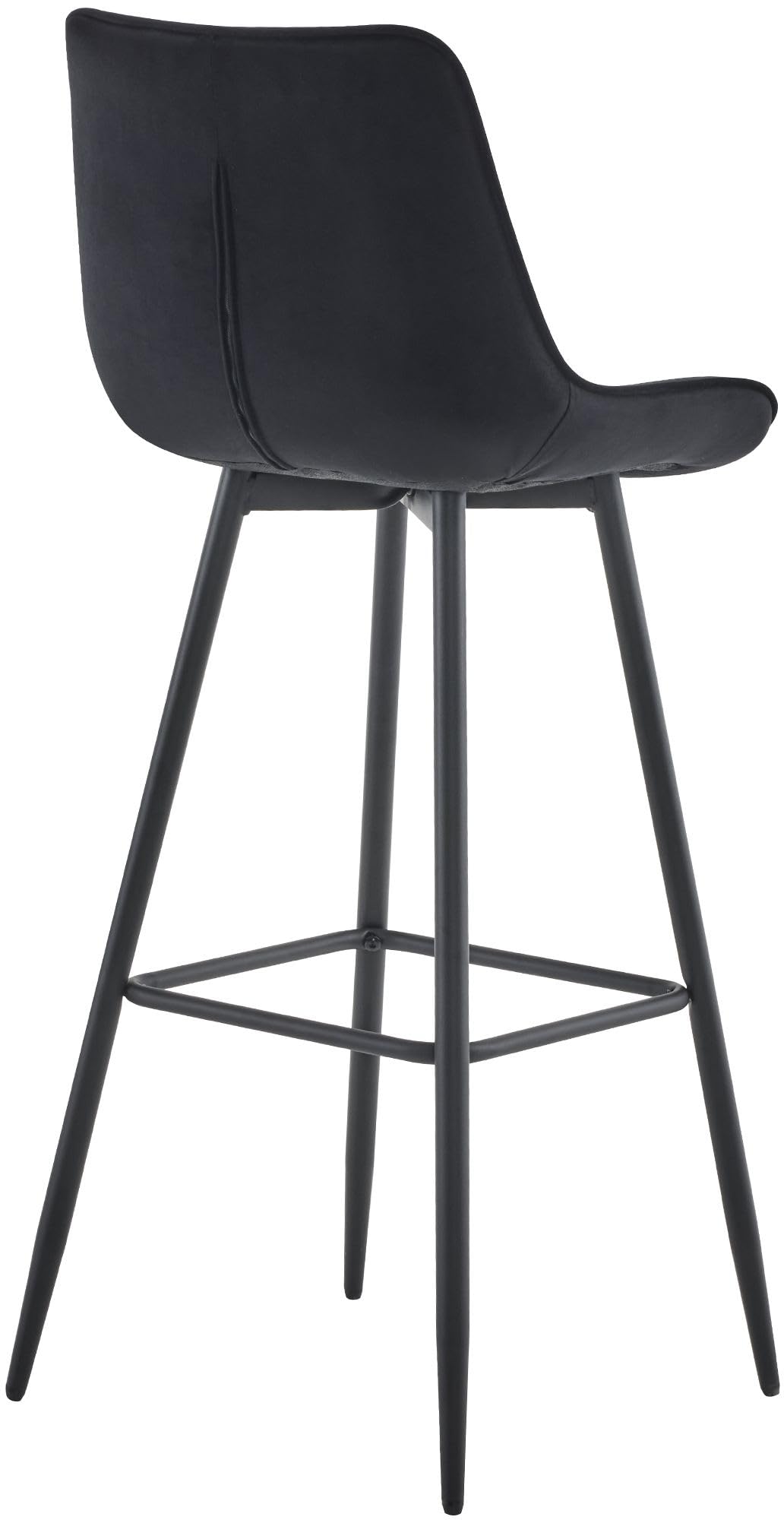 CLP Barhocker Dartford I Gepolsterter Barstuhl I Tresenhocker mit Metall-Gestell und Rückenlehne, Farbe:schwarz, Material:Samt