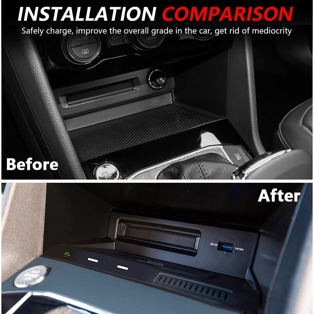 Caricatore Wireless Auto per VW Tiguan 2018 2019 2020 2021, 15W Qi Rapida Ricarica Telefono per Volkswagen Tiguan Console Centrale Pannello Accessori, Regalo per i Possessori di VW Tiguan