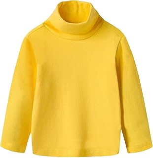 Camiseta básica de cuello alto para niñas, para otoño e invierno, camiseta de manga larga, color liso