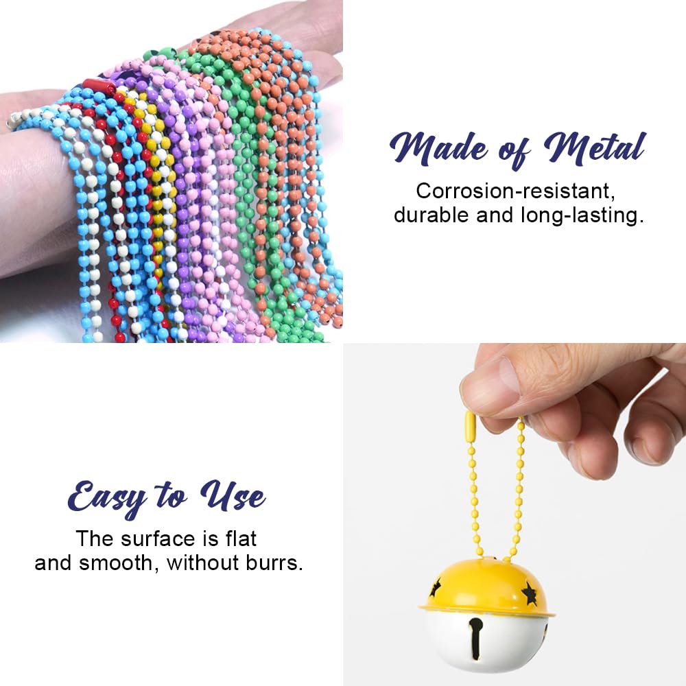100 Cadenas De Bolas De Metal Coloridas - Para Llaveros, Joyería DIY, Collares Y Manualidades