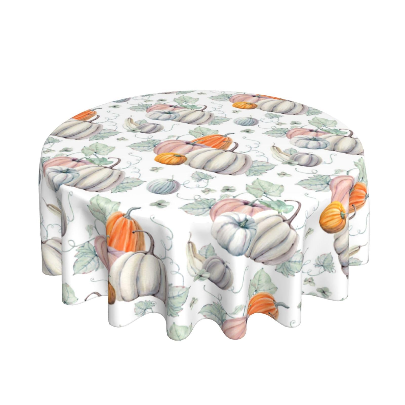 BYONEESS Fall Tablecloth 60 Inch Round Watercolor Pumpkin Table Cloth Thanksgiving Autumn Harvest Washable Circle Table Cover for Holiday Kitchen Party Picnic Patio Outdoor Indoor Decor — image 1