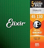 Elixir® Saiten Stainless-Steel 5-str. E-Basssaiten mit NANOWEB® Beschichtung, Long Scale, Light (.045-.130)