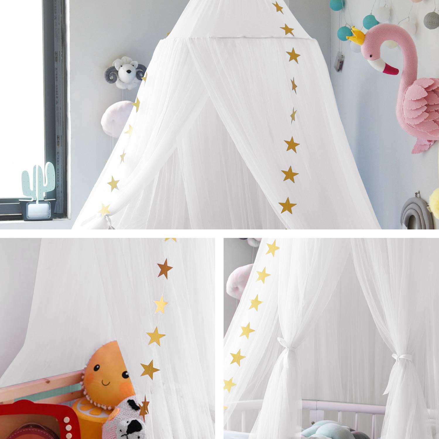 Jolitac - Mosquitera para cama infantil, diseño de princesa, ideal para decorar la habitación de los niños, con mosquitera de encaje redondo, tienda de juegos, casa de bebé, castillo rosa