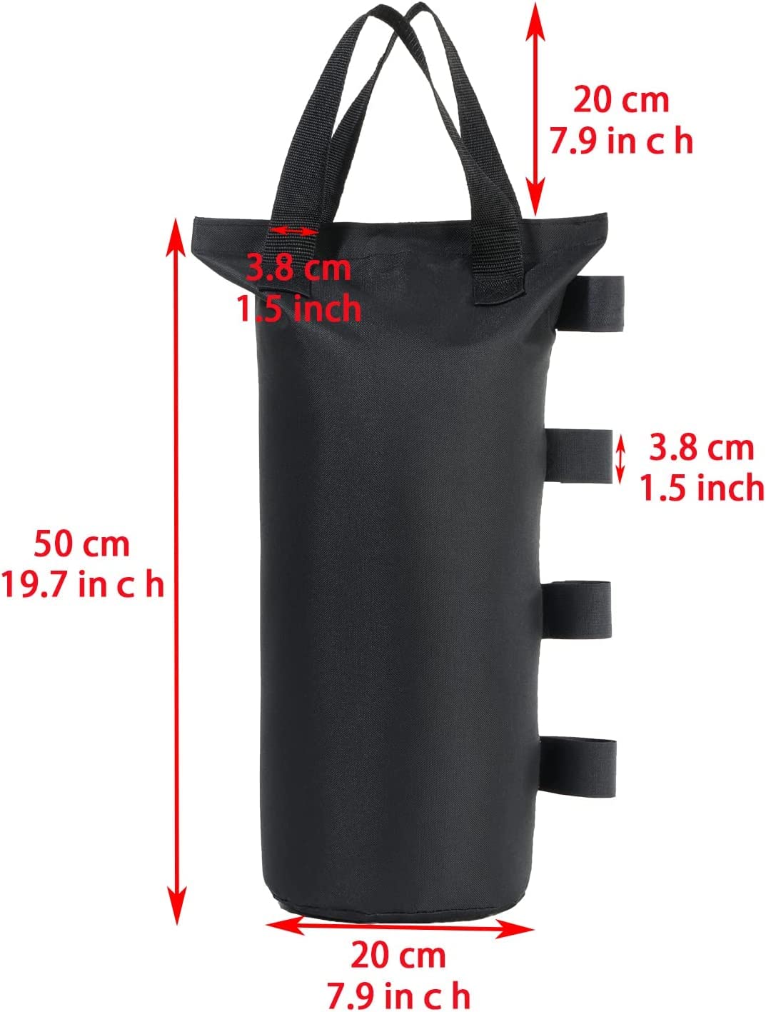 CACTIYE Canopy Weight Bags for Pop up Canopy Tent Sand Bags Leg Weights (Round-4PCS-7.6x20 INCH, Black), 4PCS-Round 7.6x20 INCH - Image 2