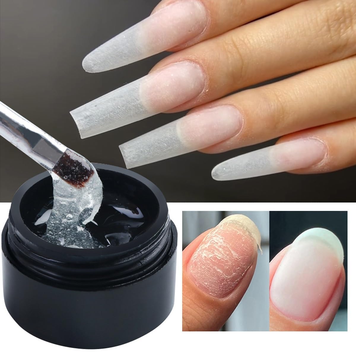 Swinizh Nail Repair Protection Gel, 2 Sets, Transparent, Repairing Cracked Nails, Nail Gel, Nail Repair Kit for Split Natural Nails