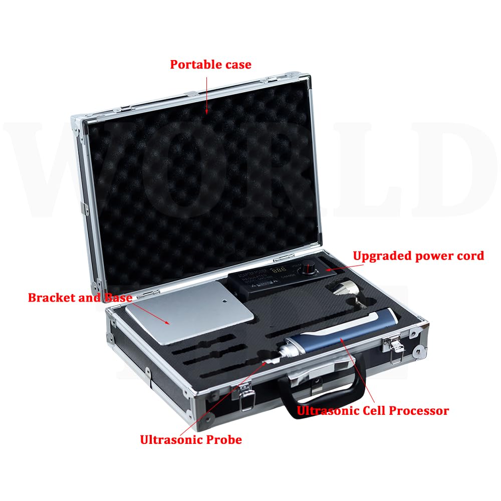 Handheld Ultrasonic Homogenizer 300W 30KHz Portable Sonicator Processor Cell Disruptor Emulsifier with Bracket Carrying Case for Lab Use – Probe Sold Separately