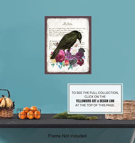 Miniatura 6 de Edgar Allan Poe Gothic Wall Art 11x14 - The Raven Goth Room Decor for Women - Shabby chic Bedroom, Living Room Decor - Wicca, Witch, Occult, Crow,