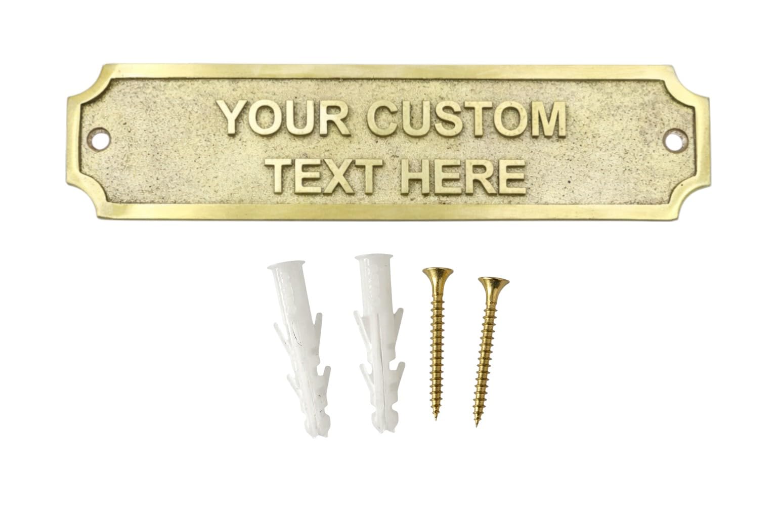 Custom Engraved Brass Effect Door Name Plaque Sign – Personalised Metal Wall Plate for Home, Office, Birthday Gift, Business Signage (22 cm x 5 cm) (Brass)