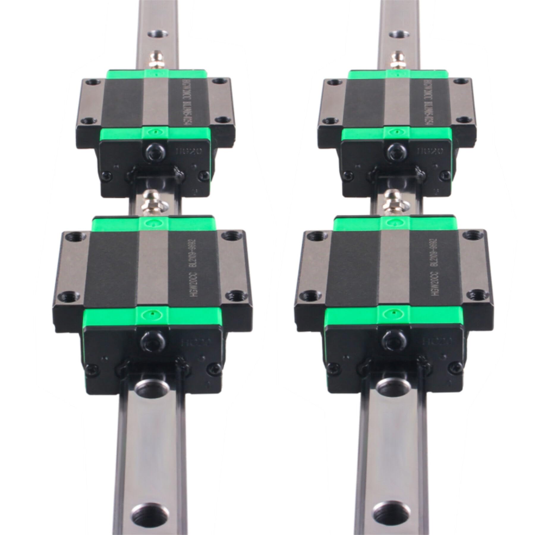 Guía lineal 2 piezas HGR20 1500 mm riel lineal con 4 bloques de rodamiento HGW20CC para impresora 3D DIY, máquina CNC, dispositivos eléctricos, tornos, riel guía lineal