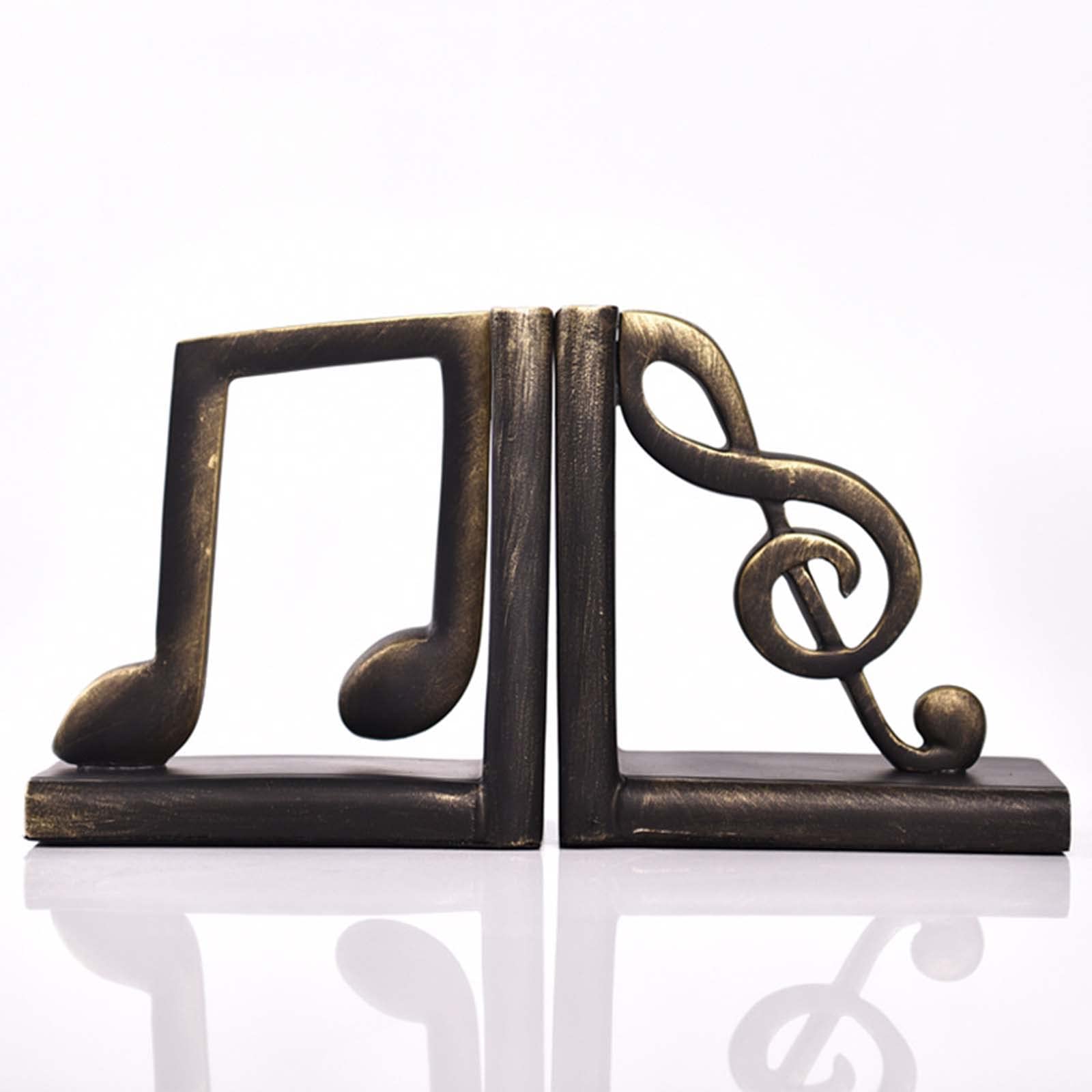 Fermalibri a forma di nota musicale, 2 pezzi, in resina, decorativi, per gli amanti della musica, perfetti per la casa e l'ufficio