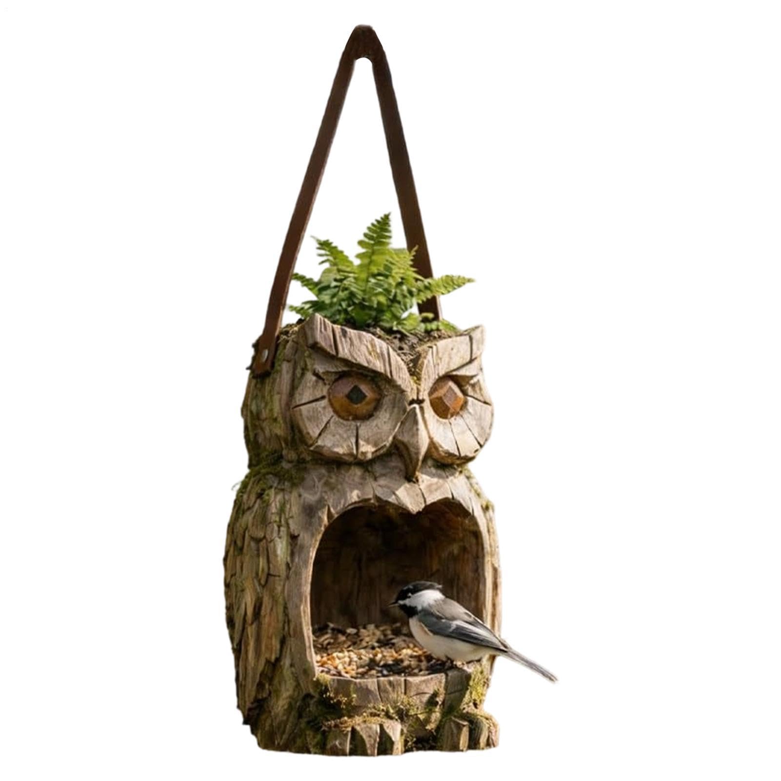 Mangeoire à oiseaux en forme de chouette pour jardin et balcon extérieur