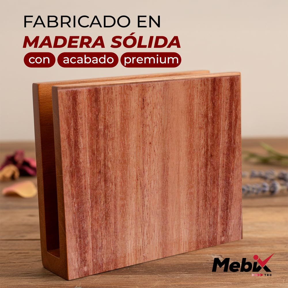Mebix TRD Servilletero para mesa de madera hecha a mano, servilletero multiusos de gran capacidad