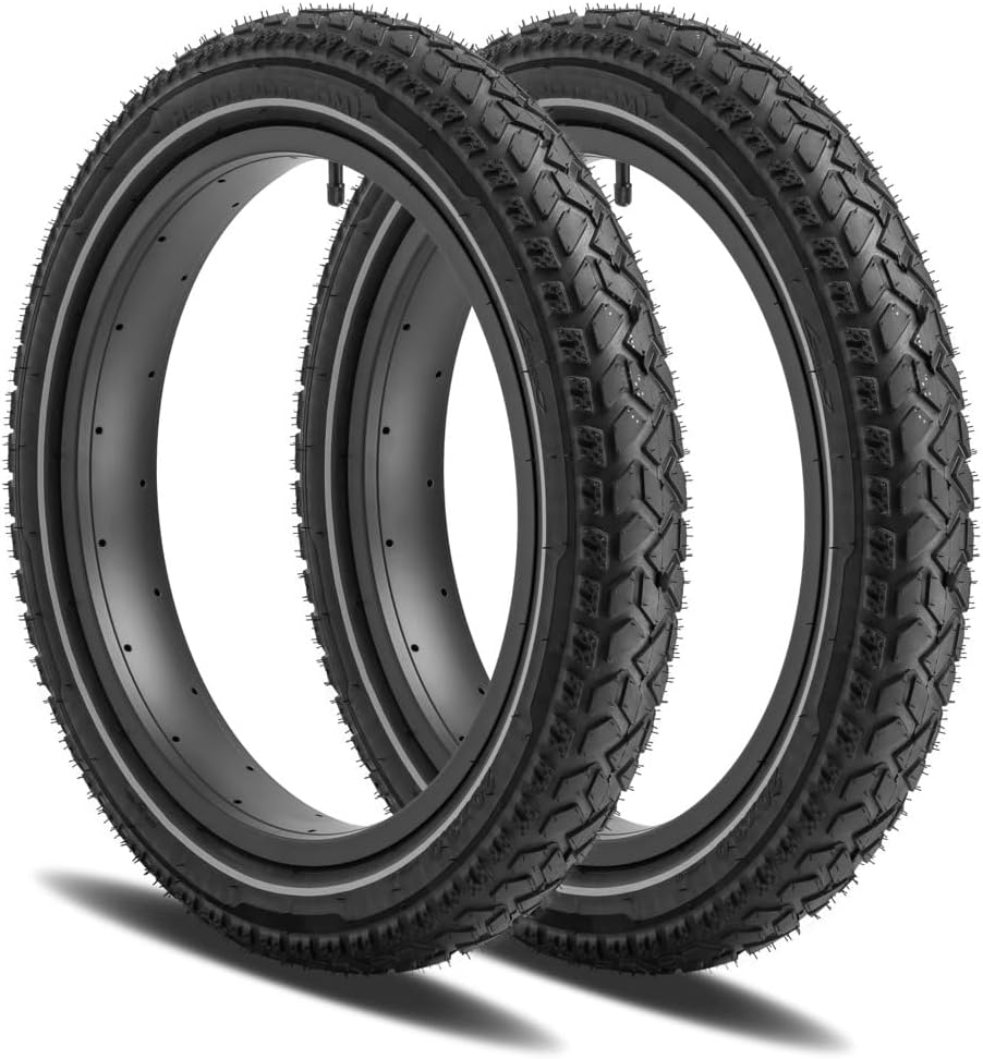 Allscape 20x3 Fat Bike Tires – Heavy Duty 20 Inch Fat Tire for MTB & EBikes, Durable All-Terrain Directional 2X Thicker Than Stock Tires – 2 Pack – USA Customer Support 20 x 3" Tire Qty 2 - Silver Logo
