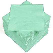 HEKU 100 tovaglioli in tinta unita, 3 strati, 33 x 33 cm, qualità uniforme per eventi e gastronomia, pratica confezione da 5, altamente assorbenti ed eleganti, menta