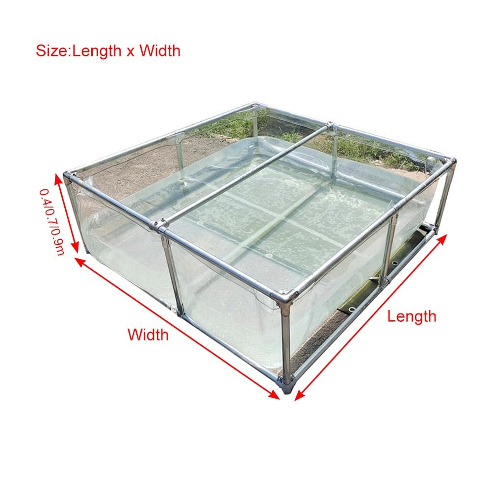 Estanque de piscina para acuario con panel de visualización transparente y válvula de drenaje, estanque de peces de lona de PVC con marco, para estanques, peceras, koi, peces de colores y exhibiciones