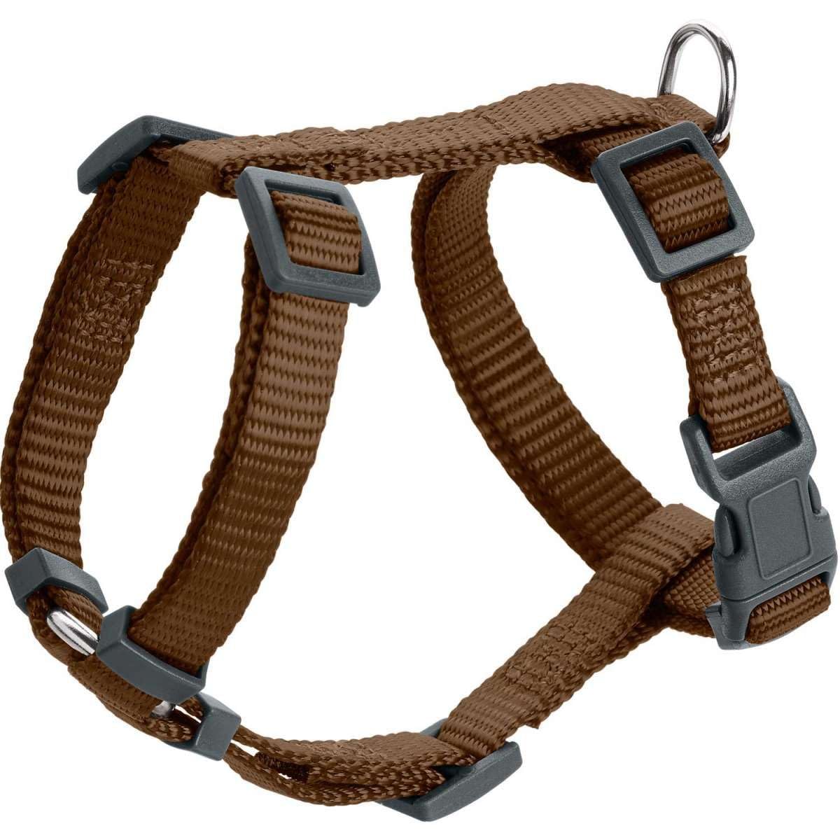 Hunter Hundegeschirr London Vario Rapid, 4-Fach verstellbares Y-Geschirr für kleine & mittlere Hunde, Sicherheitsverschluss mit Verriegelung, Farbe: braun, Größe: M