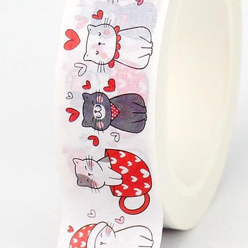 Miniatura 6 de KKONION Cute Cats with Red Hearts Valentine Decor Washi Tape Scrapbooking Planner Adhesive Masking Tape Stationery 5 pcs
