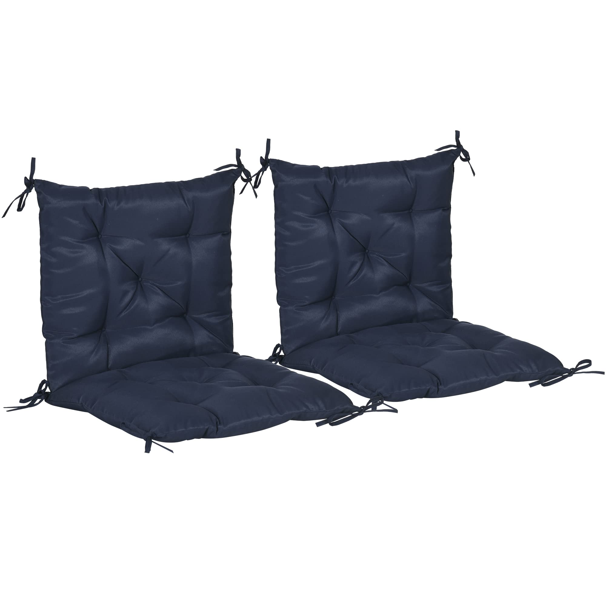 Outsunny 2 Coussins Chaise Patio Attaches 39x20x3 Pouces Bleu foncé