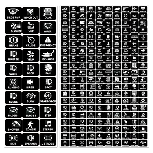 Littversions - Littversions 200 Pcs AC DC 6/8/12 Gang Switch Control Panel Stickers Labels Vinyl Marine Boat Car Truck RV Camper Vehicle Vertical RA80 XL RB80 XL AR-600 AC-1200 Self Adhesive Vinyl (Horizontal)