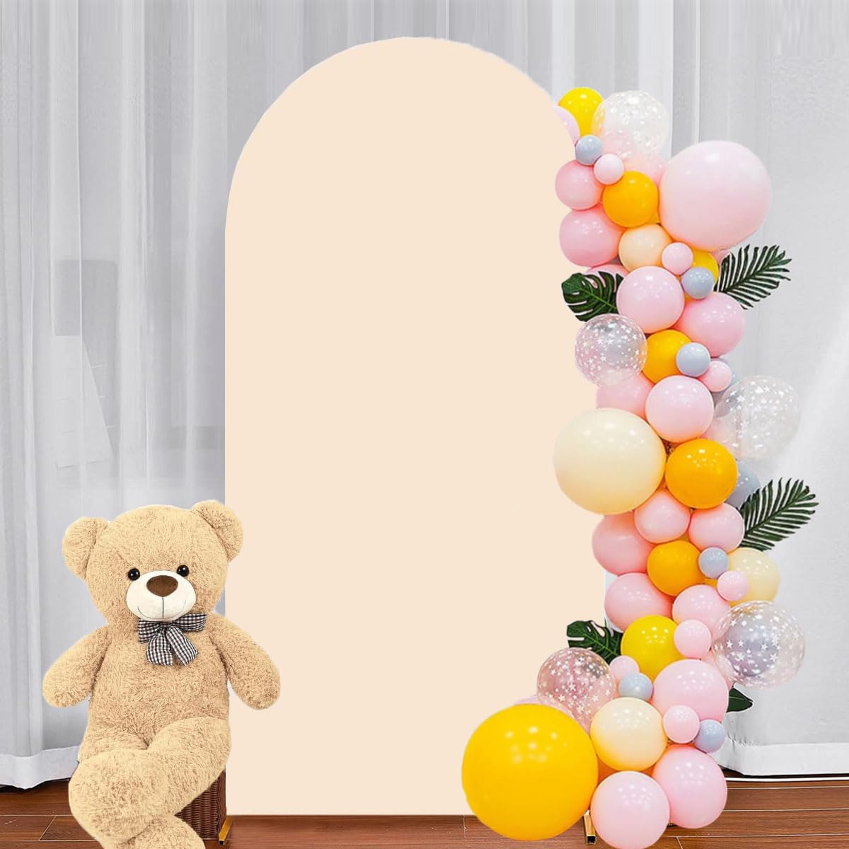 Albassa 6.6FT Arch Cover 2-Sided Spandex Fitted Arch Backdrop Cover Round Top Chiara Stand Covers for Baby Shower Birthday Party Wedding Decoration (