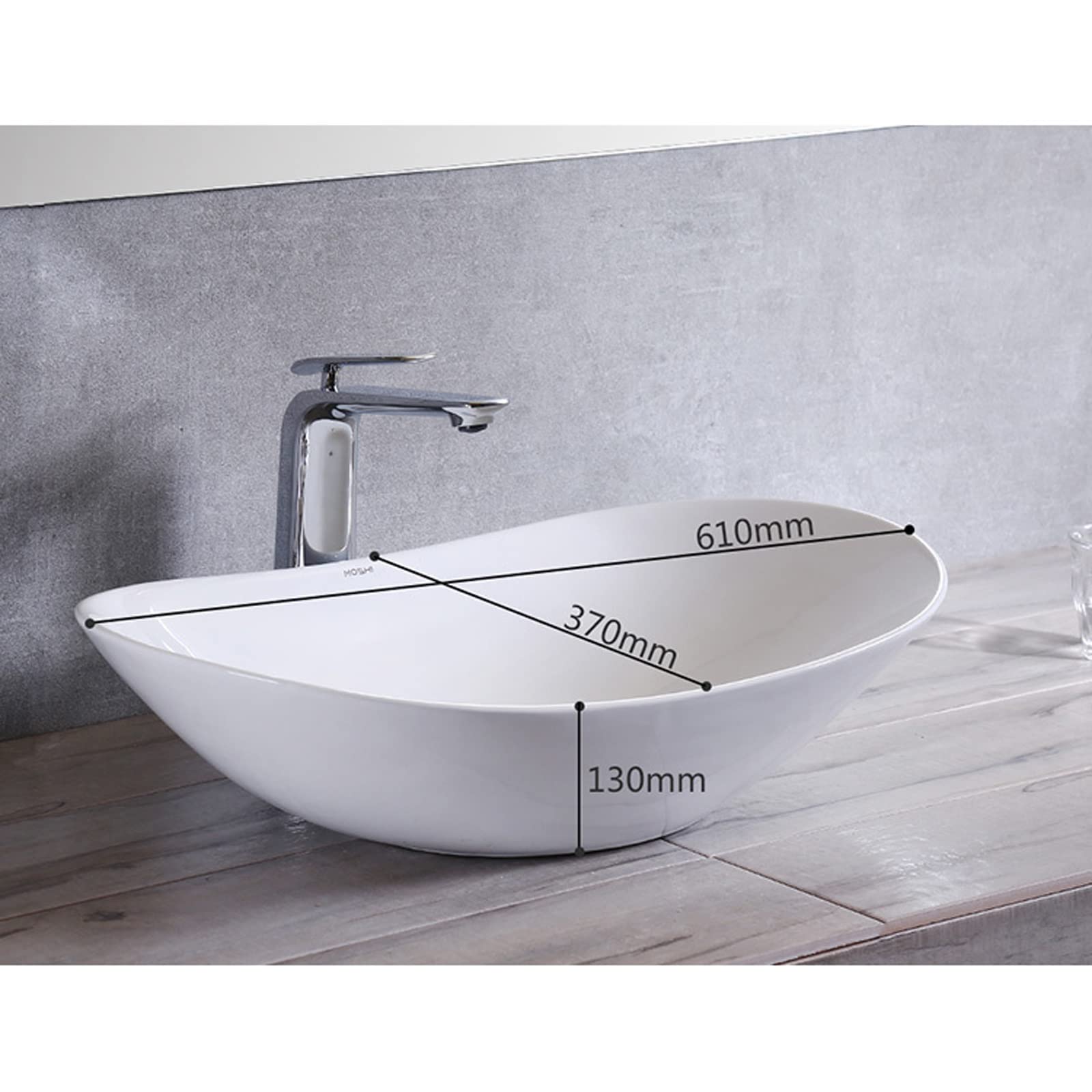 Baño Lavabo 24 "x 14.5" Baño Ovalado Blanco Fregadero Cerámica encimera baño Buque de vanidad Fregadero Fregadero del baño