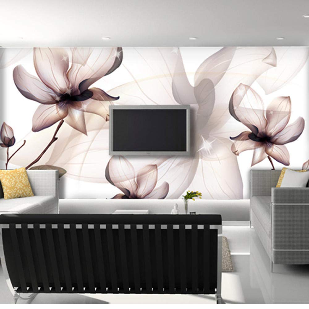 Papier peint floral magnolia 3D crée un salon lumineux et apaisant au quotidien